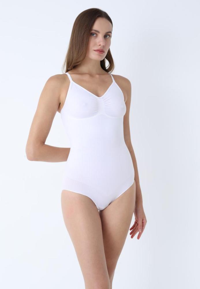 Body Modelator Tanga cu Bretele Subțiri Reglabile,Culoare Alb ,Engros